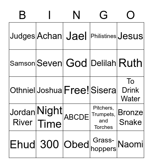 Old Testament Bingo Card