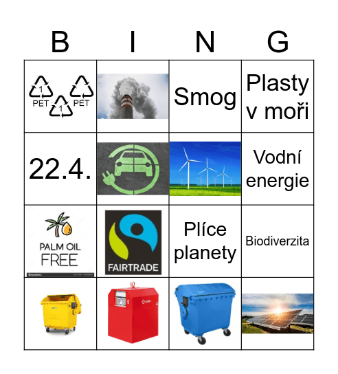 Den Země II.stupeň Bingo Card