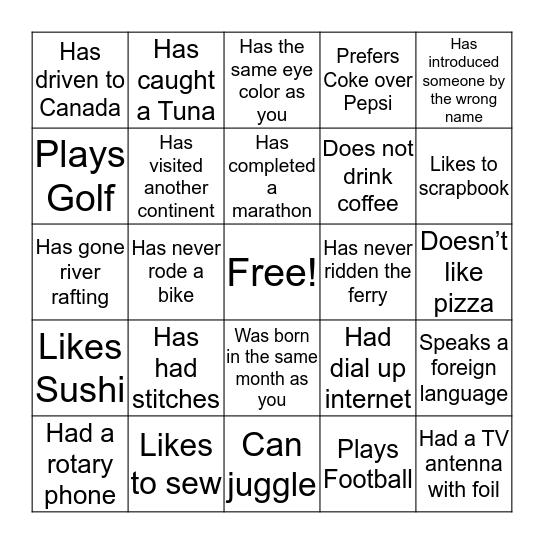 FIND SOMEONE WHO... Bingo Card