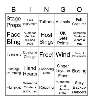 EUROVISION 2024 Bingo Card