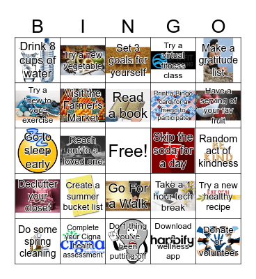 Employee Health & Fitness Wellness Bingo Card