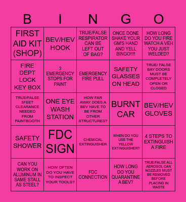 SAFETY BINGO Card