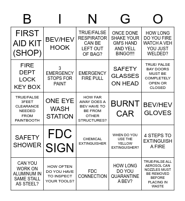 SAFETY BINGO Card