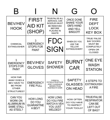 SAFETY BINGO Card