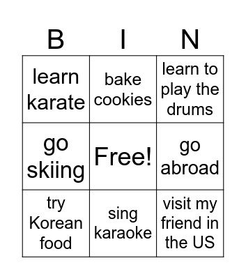 I want to do Bingo Card