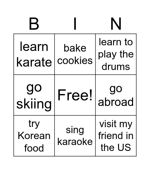 I want to do Bingo Card