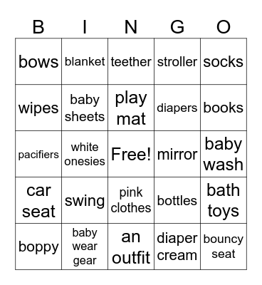 BABY SHOWER BINGO! Bingo Card