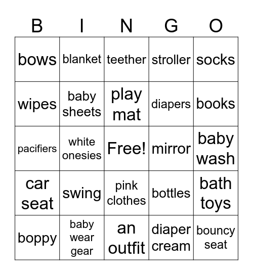 BABY SHOWER BINGO! Bingo Card