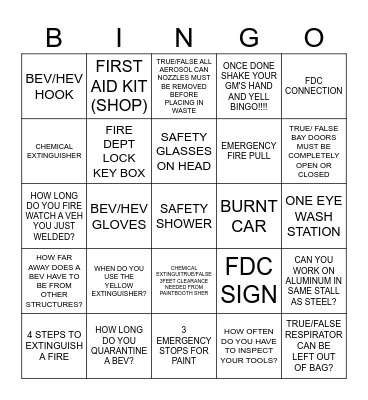 SAFETY BINGO Card