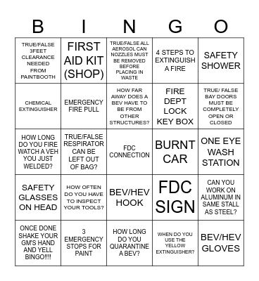 SAFETY BINGO Card