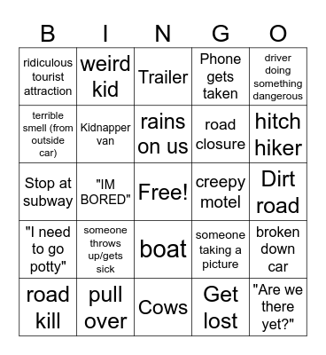 Car Bingo! Bingo Card