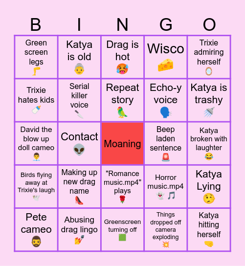 UNHhhh Bingo Card