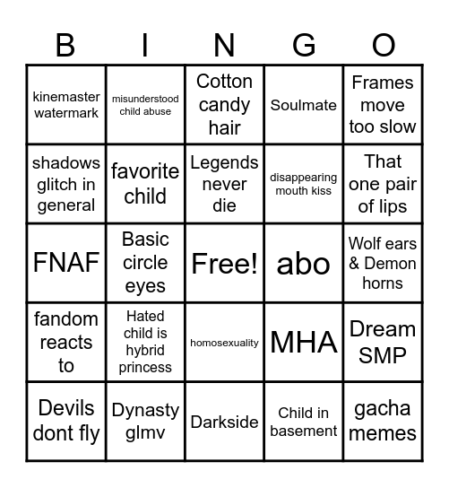 Gacha life bingo Card