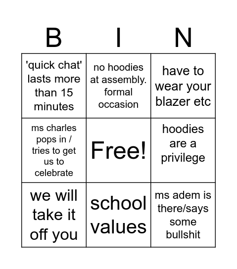 'a quick chat' Bingo Card