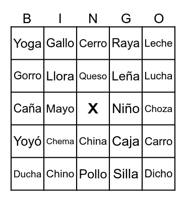 Bingo de palabras Bingo Card