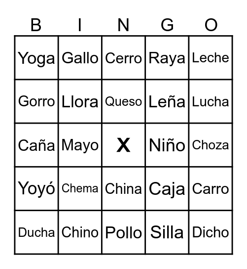 Bingo de palabras Bingo Card