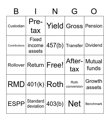 JCN Investment 101 Bingo Card