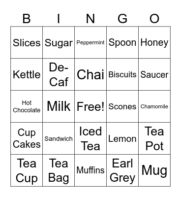 Virtual Afternoon Tea BINGO Card