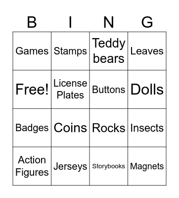 Collections Bingo Card