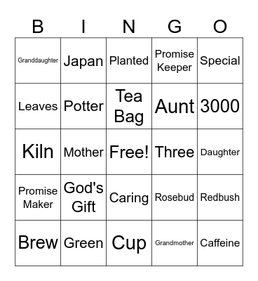 Spring Tea Bingo Card