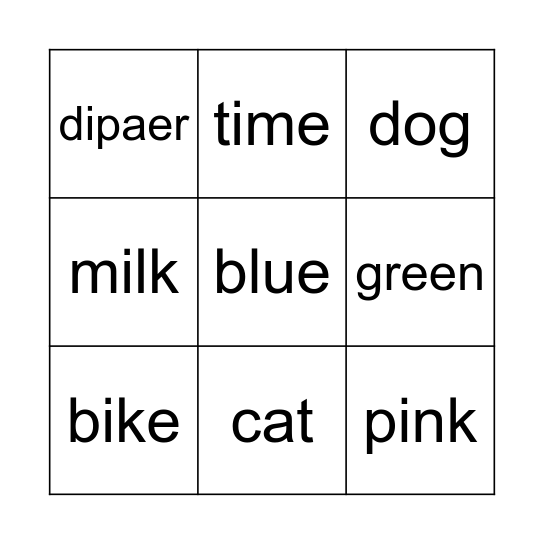 baby Bingo Card