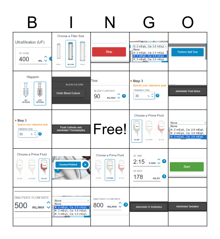 CASE 2 PEDIATRIC HEMODIALYSIS Bingo Card