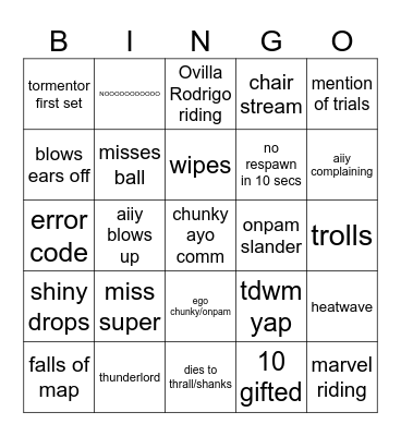 Aiiy bingo Card