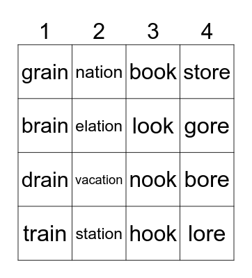 - Bingo Card