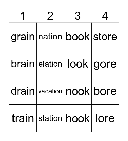 - Bingo Card