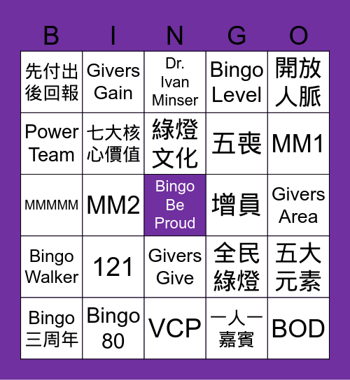 BINGO 三歲啦! Bingo Card