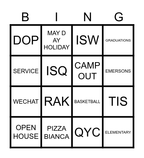 Affirmation Cookout Bingo Card