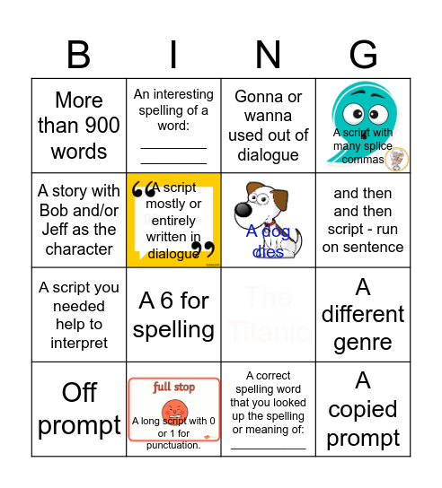 NAPLAN 2024 - Narrative Bingo Card