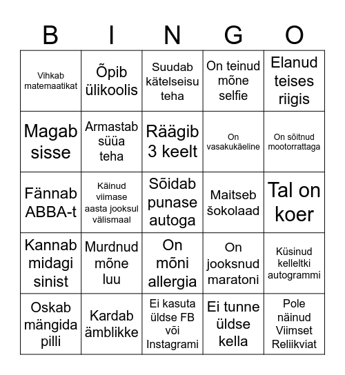 Agnes ja Sander Bingo Card