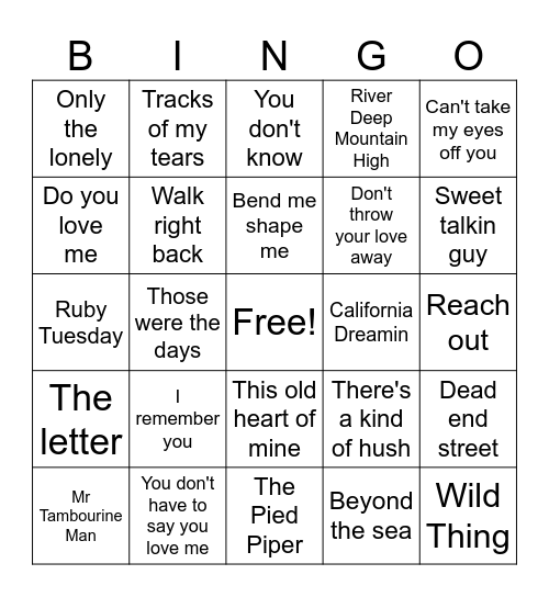 Groovy Bingo Card