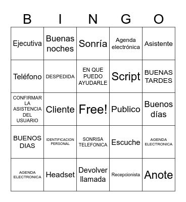 BINGO SERVICIO AL CLIENTE Bingo Card