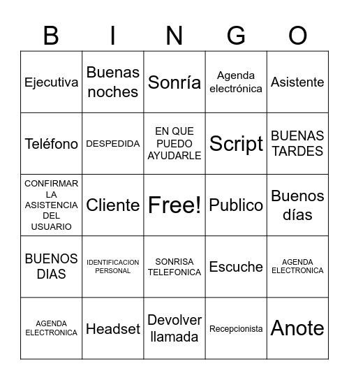 BINGO SERVICIO AL CLIENTE Bingo Card