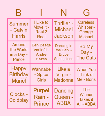 Muriël 50 jaar Bingo Card
