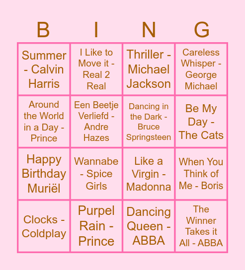 Muriël 50 jaar Bingo Card