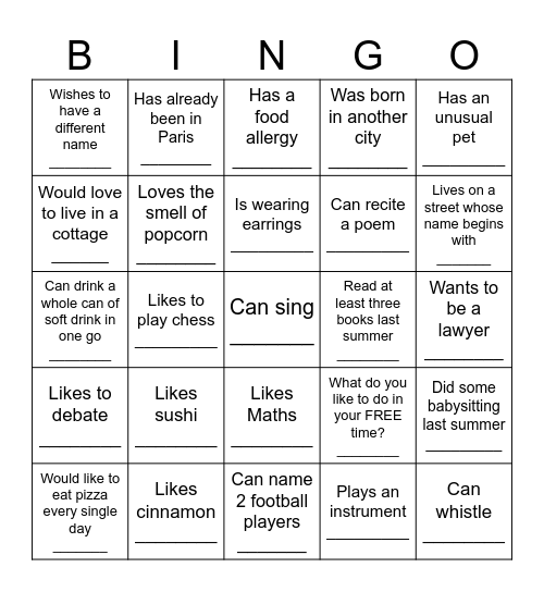 Icebreaker Bingo - Find Someone Who .... Bingo Card