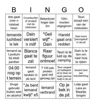 Graspop 2024 Bingo Card