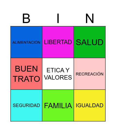 BINGO DERECHOS HUMANOS ORIGINAL Bingo Card