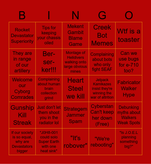 Automaton Bingo Card