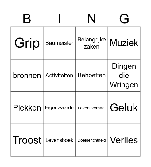 Woordenbingo Card