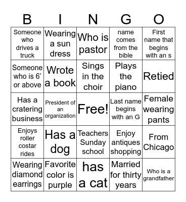 Getting to Know You Bingo Card