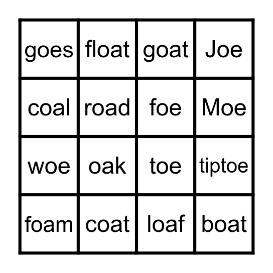 Vowel Team BINGO Card