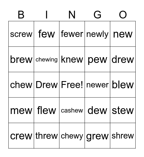 ew BINGO Card