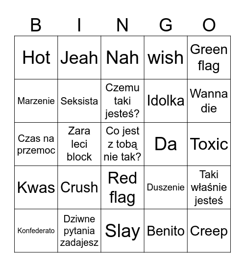 Toxic Ania <3 Bingo Card