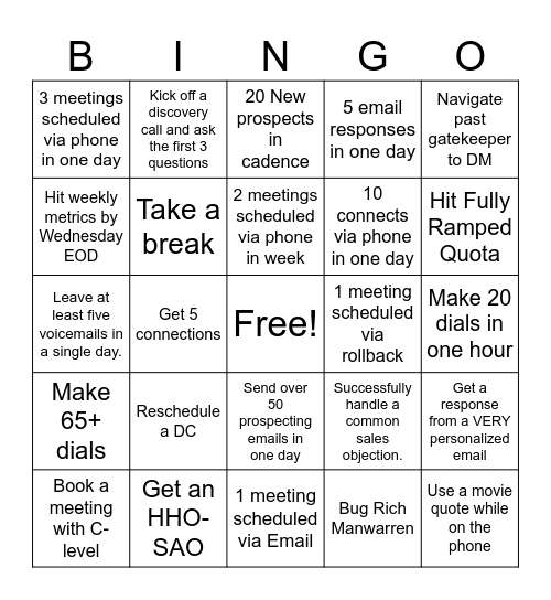 SDR Bingo Card