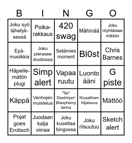 Mahapoika Bingo Card