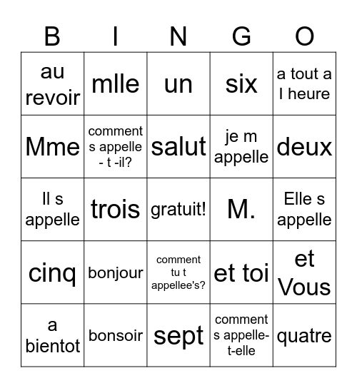 Kioko Lowe Bingo Card